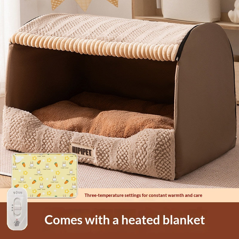 Heated Pet Bed for Cats and Dogs – Thick, Cozy Winter Warming Mat with Temperature Control