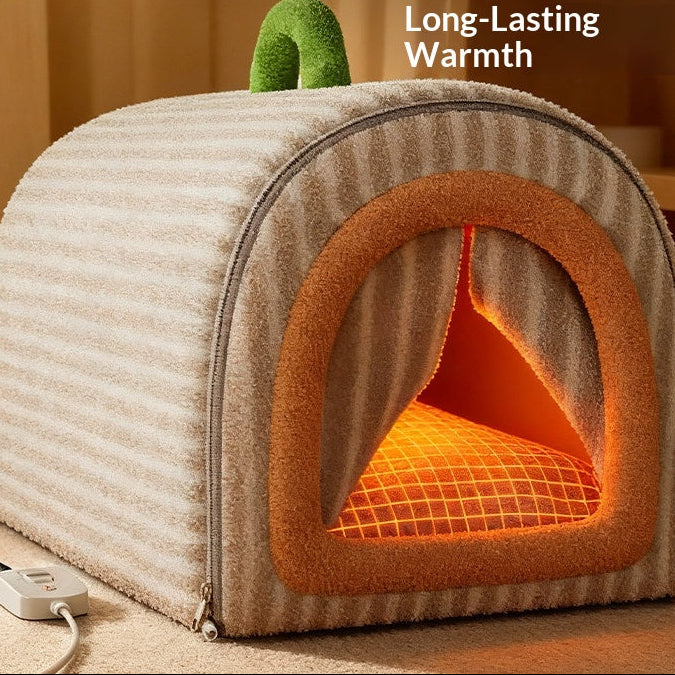 Heated Cat House for Winter – Enclosed Cozy Cat Bed with Removable, Washable Cushion