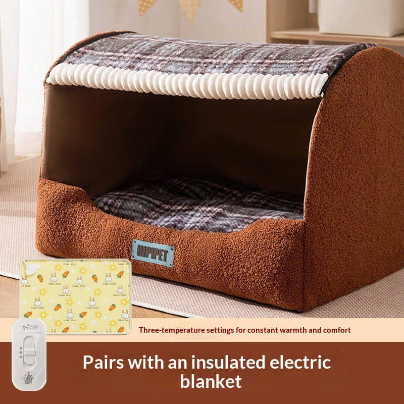 Heated Pet Bed for Cats and Dogs – Thick, Cozy Winter Warming Mat with Temperature Control