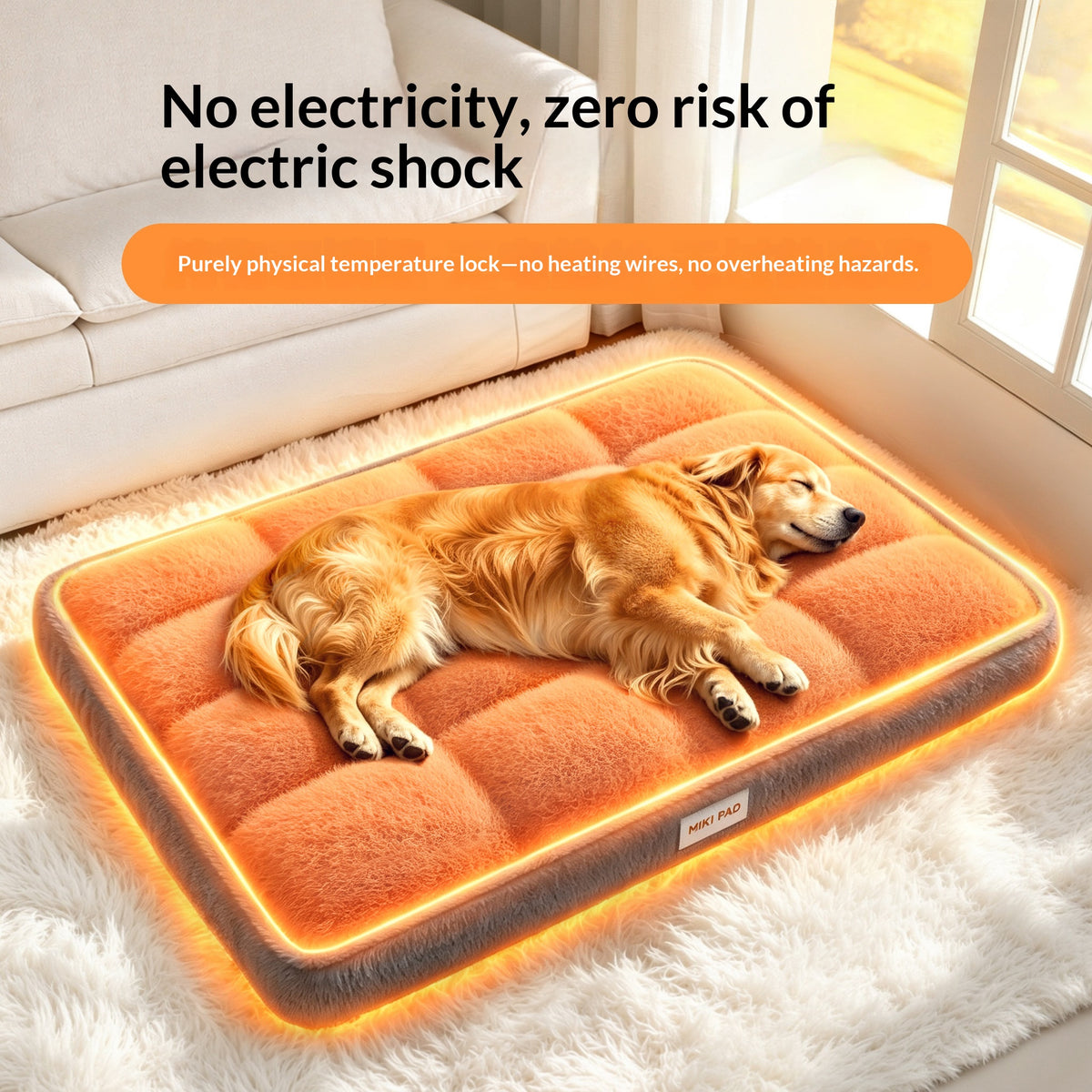 Self-Warming Washable Dog Bed for Large Dogs – Thick All-Season Sleeping Mat