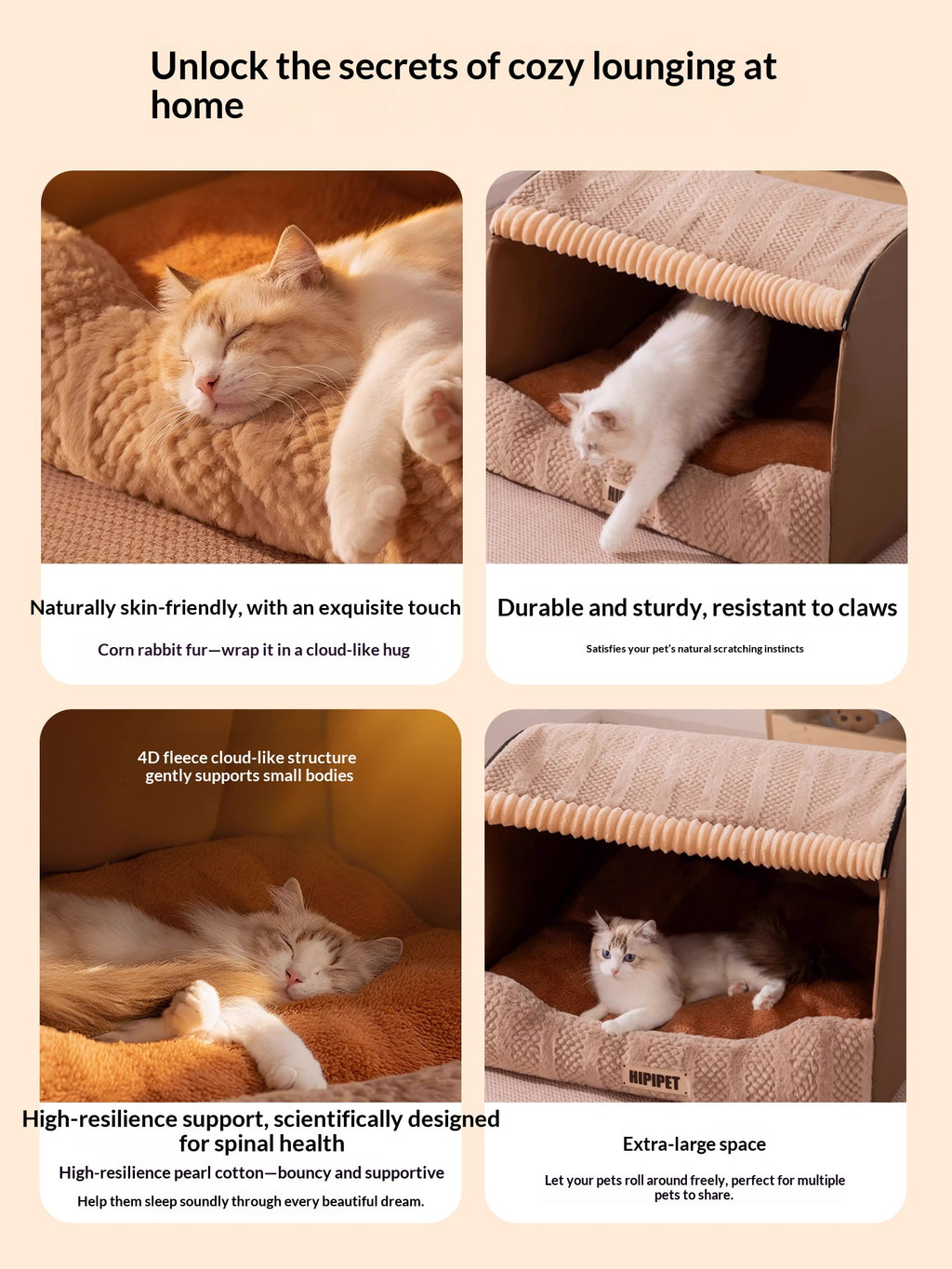 Heated Pet Bed for Cats and Dogs – Thick, Cozy Winter Warming Mat with Temperature Control