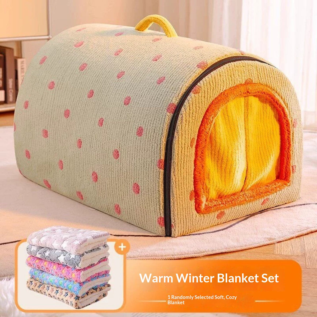 Heated Cat House for Winter – Enclosed Cozy Cat Bed with Removable, Washable Cushion